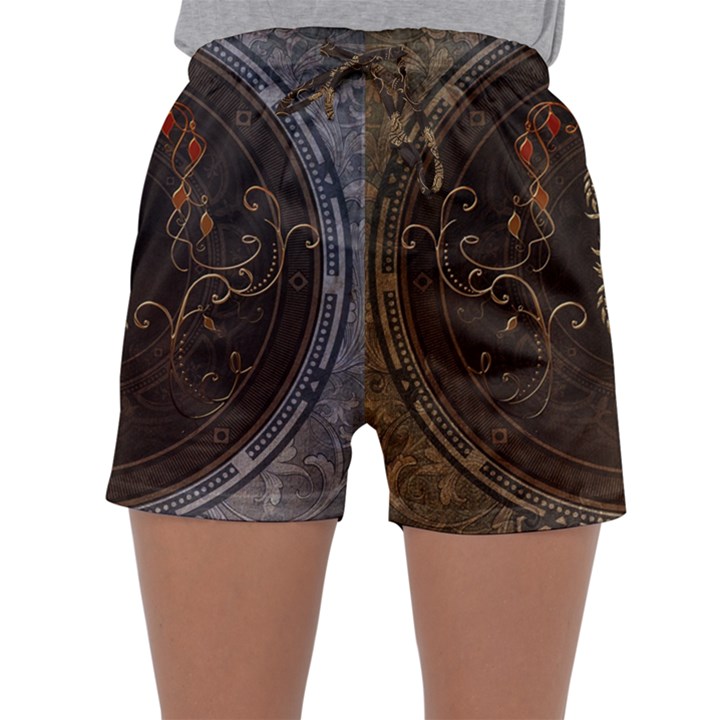 Golden Chinese Dragon On Vintage Background Sleepwear Shorts