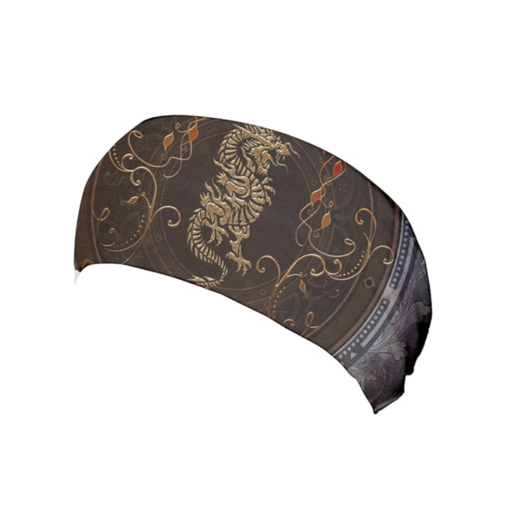 Golden Chinese Dragon On Vintage Background Yoga Headband