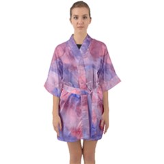 Mr  Hughes Blues Quarter Sleeve Kimono Robe