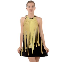 Drip Cold Halter Tie Back Chiffon Dress