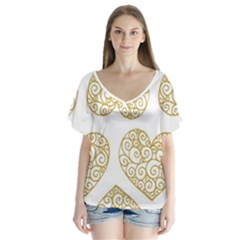 All Cards 36 V-neck Flutter Sleeve Top