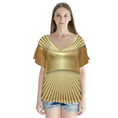 Gold8 V-neck Flutter Sleeve Top by NouveauDesign