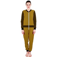 Gold Xmas Christmas Stripes Onepiece Jumpsuit (ladies) by PattyVilleDesigns