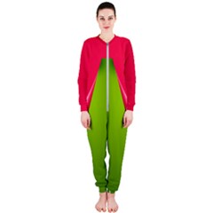 Pink & Green Christmas Xmas Costume Onepiece Jumpsuit (ladies) by PattyVilleDesigns