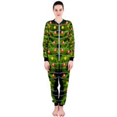 Green Christmas Tree Onepiece Jumpsuit (ladies) by PattyVilleDesigns