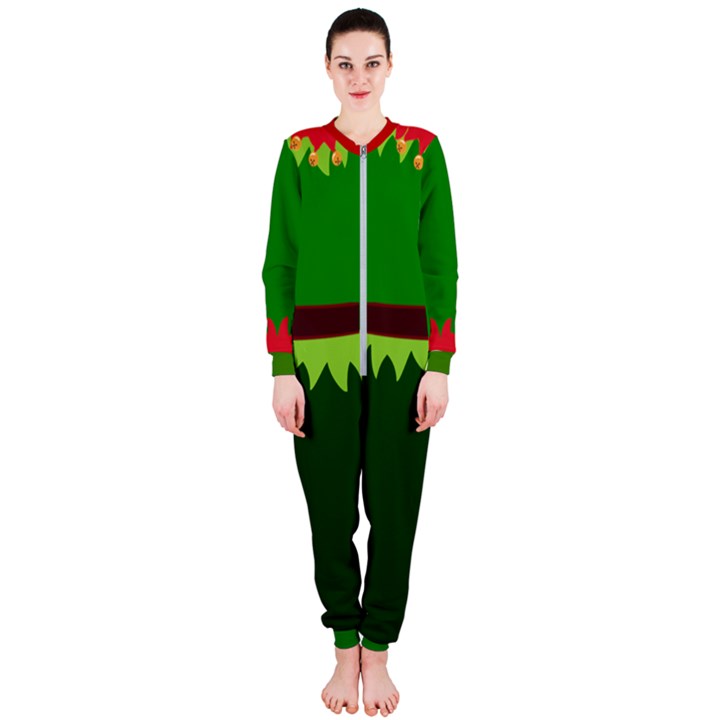 Dark Green Ugly Christmas Elf Costume OnePiece Jumpsuit (Ladies)