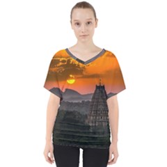 Beautiful Village Of Hampi V-neck Dolman Drape Top