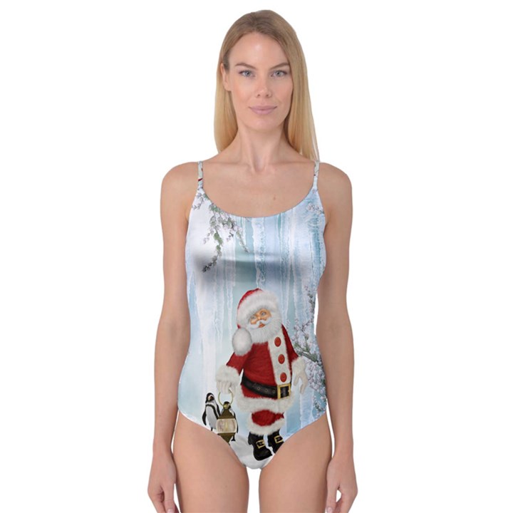 Santa Claus With Funny Penguin Camisole Leotard 