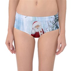 Santa Claus With Funny Penguin Mid-waist Bikini Bottoms by FantasyWorld7