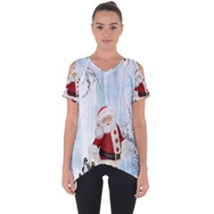 Santa Claus With Funny Penguin Cut Out Side Drop Tee by FantasyWorld7