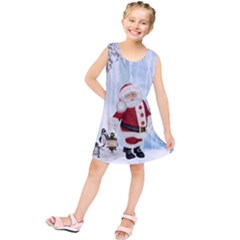 Santa Claus With Funny Penguin Kids  Tunic Dress by FantasyWorld7