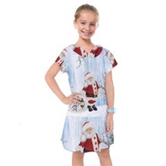 Santa Claus With Funny Penguin Kids  Drop Waist Dress by FantasyWorld7