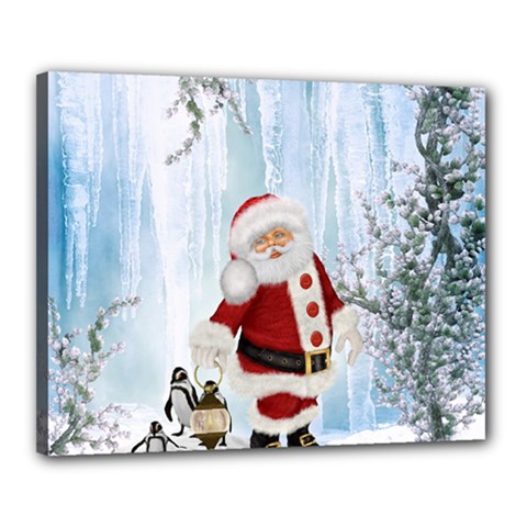 Santa Claus With Funny Penguin Canvas 20  X 16  by FantasyWorld7