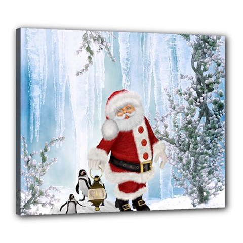 Santa Claus With Funny Penguin Canvas 24  X 20  by FantasyWorld7