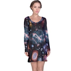 Galaxy Nebula Long Sleeve Nightdress by Celenk