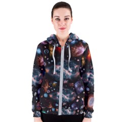 Galaxy Nebula Women s Zipper Hoodie by Celenk