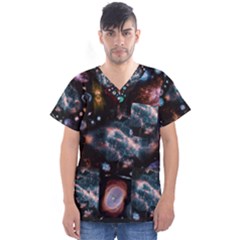 Galaxy Nebula Men s V-neck Scrub Top