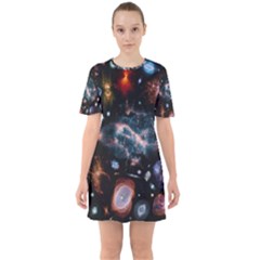 Galaxy Nebula Sixties Short Sleeve Mini Dress