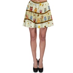 Autumn Owls Pattern Skater Skirt by Celenk