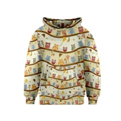 Autumn Owls Pattern Kids  Pullover Hoodie by Celenk