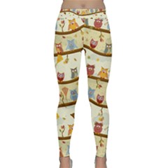 Autumn Owls Pattern Classic Yoga Leggings by Celenk