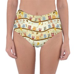 Autumn Owls Pattern Reversible High-waist Bikini Bottoms by Celenk