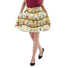 Autumn Owls Pattern A-line Pocket Skirt by Celenk