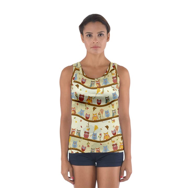 Autumn Owls Pattern Sport Tank Top 