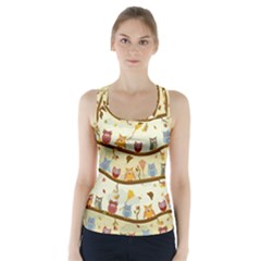 Autumn Owls Pattern Racer Back Sports Top by Celenk