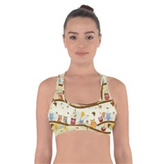 Autumn Owls Pattern Cross Back Sports Bra by Celenk