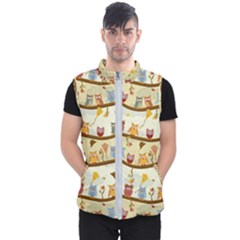 Autumn Owls Pattern Men s Puffer Vest by Celenk