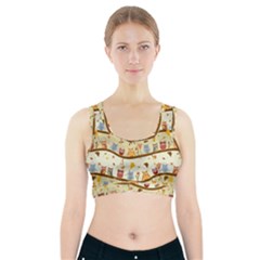 Autumn Owls Pattern Sports Bra With Pocket by Celenk