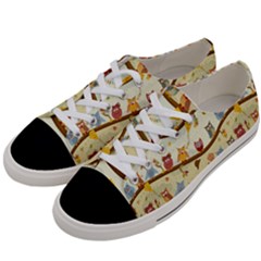 Autumn Owls Pattern Women s Low Top Canvas Sneakers