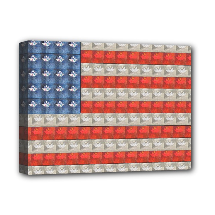 Geometricus Usa Flag Deluxe Canvas 16  x 12  