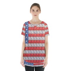 Geometricus Usa Flag Skirt Hem Sports Top by Celenk