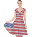 Geometricus Usa Flag Cap Sleeve Front Wrap Midi Dress View1