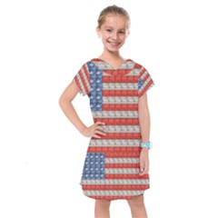 Geometricus Usa Flag Kids  Drop Waist Dress