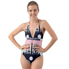 Future City Halter Cut-out One Piece Swimsuit