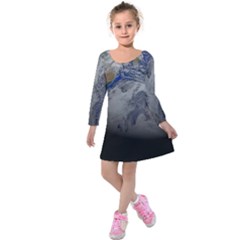 A Sky View Of Earth Kids  Long Sleeve Velvet Dress by Celenk