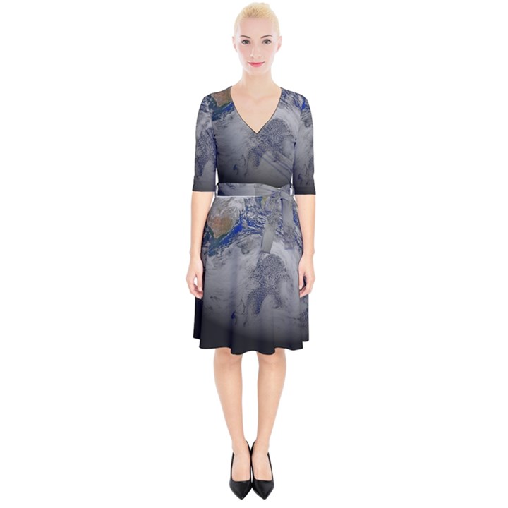 A Sky View Of Earth Wrap Up Cocktail Dress