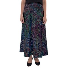 Zigs And Zags Flared Maxi Skirt by Celenk