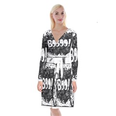 Monster Art Boo! Boo2 Long Sleeve Velvet Front Wrap Dress by Celenk