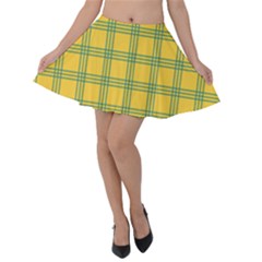 Green Stripes Velvet Skater Skirt by berwies