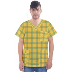 Green Stripes Men s V-neck Scrub Top