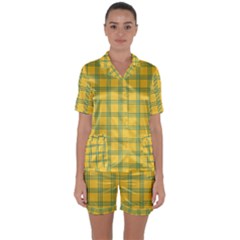 Green Stripes Satin Short Sleeve Pyjamas Set