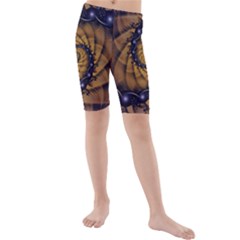 An Emperor Scorpion s 1001 Fractal Spiral Stingers Kids  Mid Length Swim Shorts by jayaprime