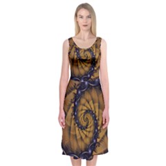 An Emperor Scorpion s 1001 Fractal Spiral Stingers Midi Sleeveless Dress by jayaprime