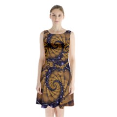 An Emperor Scorpion s 1001 Fractal Spiral Stingers Sleeveless Waist Tie Chiffon Dress by jayaprime