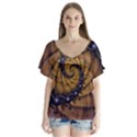 An Emperor Scorpion s 1001 Fractal Spiral Stingers V-Neck Flutter Sleeve Top View1