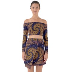 An Emperor Scorpion s 1001 Fractal Spiral Stingers Off Shoulder Top With Skirt Set